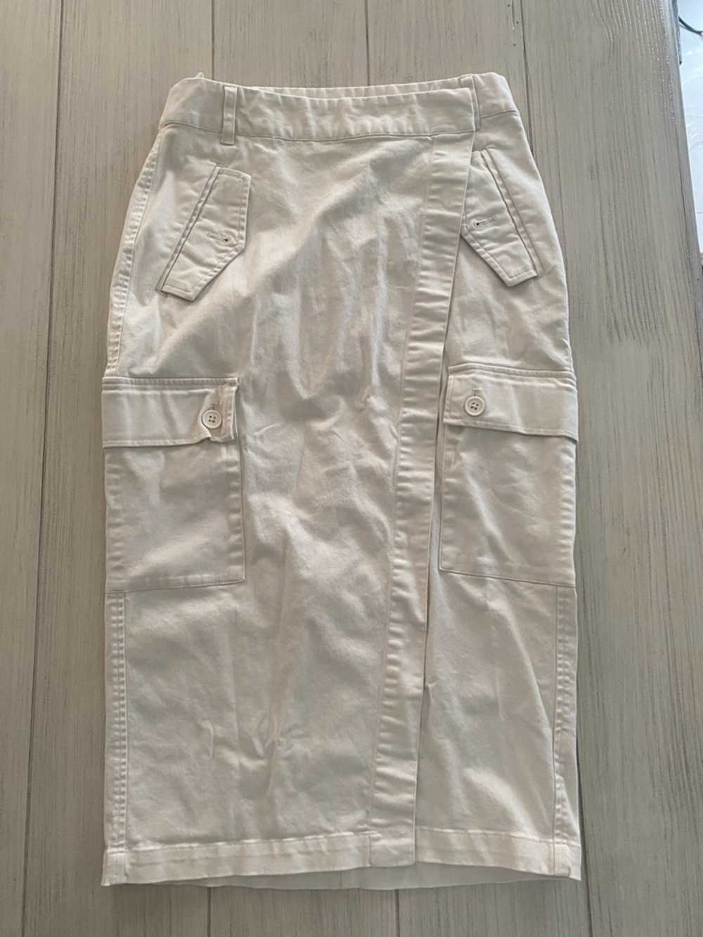 Tailored White Cargo Maxi Skirt with Utility Pockets